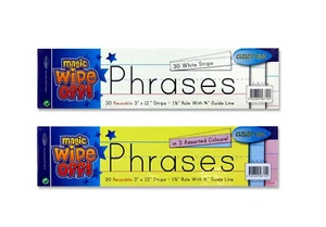 60 Wipe-Off Handwriting Strips 12-Inch - 30 x White & 30 x Multicoloured - Picture 1 of 1