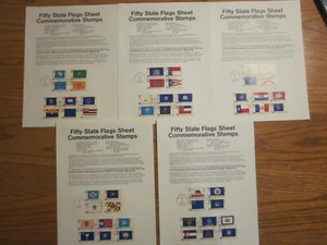 Set of 50 STATE FLAGS 1976 FDC ON ADVERTISING SHEETS 10 PER PAGE - Picture 1 of 6