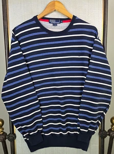 VTG POLO RALPH LAUREN Cotton/Acrylic Crew Neck Sweatshirt Sz Medium Mens Blue - Picture 1 of 12