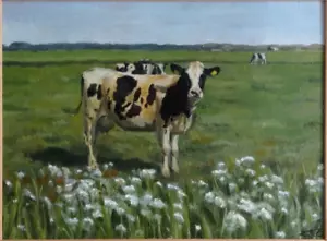 Original Oil Painting stretched Canvas Countryscape cows wall art 12x16 inches - Picture 1 of 1