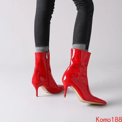 Mujer Cremallera Lateral Hebilla Punta Punta Puntera Informal Gatito Tacón Botines  Foto 1 de 4