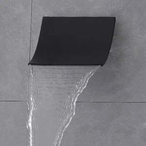 Cabezal de ducha cascada moderno negro mate para montaje en pared - acero inoxidable - Imagen 1 de 7