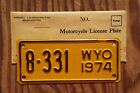 1974 Wyoming MOTORCYCLE License Plate # 8 - 331