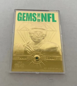 1997 Pro Line #G16 Gems of the NFL John Elway 23kt Gold Card Emerald Broncos - Picture 1 of 6
