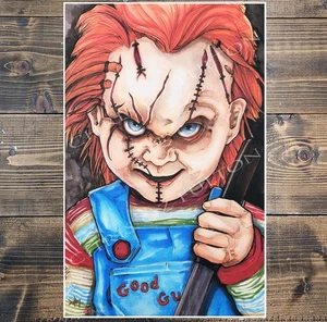 Child's Play Chucky Horror Movie Art 11x17 Print Signed Artist Chris Oz Fulton - Picture 1 of 2
