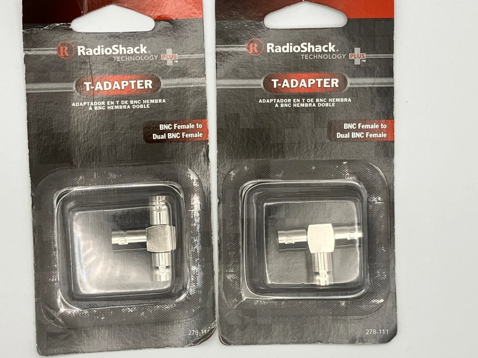 BNC Female to Dual BNC Female T Adapter 278111 RadioShack 2-pcs - Image 1 of 1