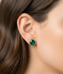 Pendiente de plata de ley 925 con piedras preciosas de turmalina verde hecho a mano joyería regalo - Imagen 1 de 6