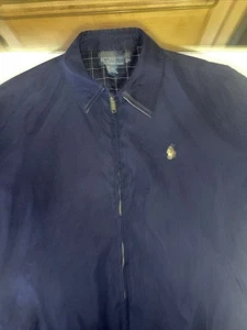 Polo Ralph Lauren Harrington Jacket Mens Size Medium Navy Blue Full Zip Golf - Picture 1 of 6
