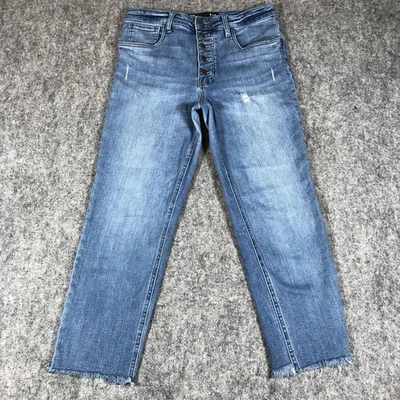 Pantalones de mezclilla para mujer KUT From The Kloth Rachael Fab Ab Mom 8 azules tiro alto botón mosca Foto 1 de 4