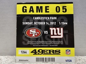 San Francisco 49ers NFL 2012 Gioco 5 vs Giants Parking Pass Candlestick Park  - Foto 1 di 2