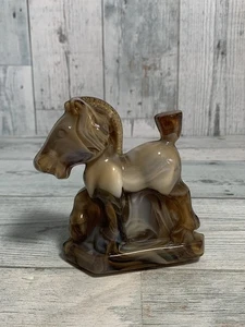 Vintage Imperial Amber Slag Glass Pony Stallion Figurine - Picture 1 of 10