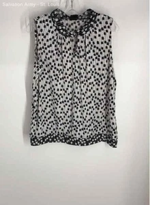 Worthington Womens White Black Sleeveless Keyhole Neck Blouse Top Size PXL - Picture 1 of 6