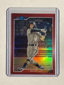 Tristen Lutz #/5 Red Refractor Rookie Card RC 2020 Bowman Milwaukee Brewers - Picture 1 of 2