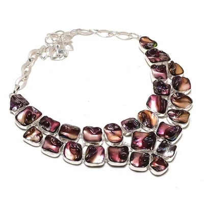 Lila Perlmutt Edelstein Halskette verstellbar Kette Schmuck 18 Zoll BN 7019 - Bild 1 von 4