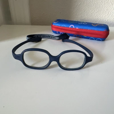 MIRAFLEX BABYPLUS DS NAVY FRAMES EYEGLASSES 39-14 with Case Italy Baby Glasses - Image 1 of 4