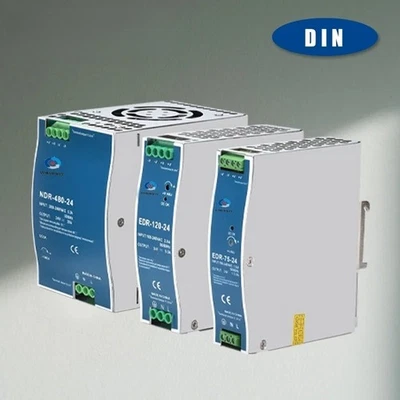 Fonte de alimentação trilho DIN comutação industrial 75/120/150W 12V 24V DC saída única - Imagem 1 de 4
