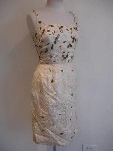 Abito da sera donna tg XS vintage anni 50 spaghetti strap ricamato party balze - Foto 1 di 17