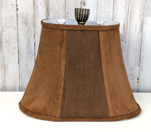 Vintage Faux Suede Bell Lamp Shade 10.5" Brown Rustic Western Primitive Lodge - Picture 1 of 16