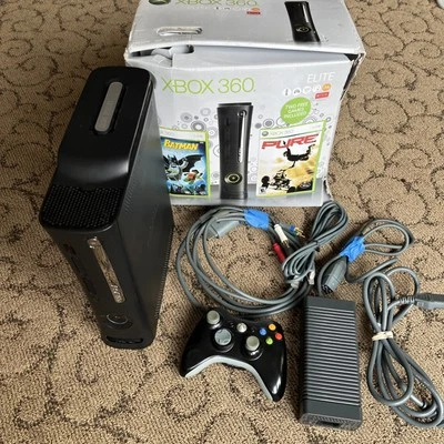 Xbox 360 Elite 120GB w/ Box, Cords, Controller, And Games 3 Games. Tested! READ - Image 1 of 4