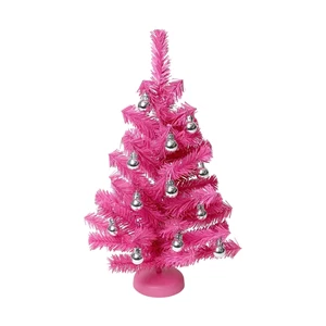 Mini Table Top 16 Inch Christmas Tree - Pink, Silver or White Includes Ornaments - Picture 1 of 14