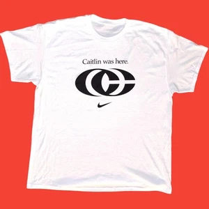 CAITLIN WAS HERE Caitlin Clark Nike Logo SGA Indiana Fever T Shirt  - Picture 1 of 2