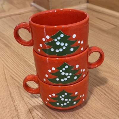 ÁRVORE DE NATAL vermelha Waechtersbach Alemanha pequenas xícaras/canecas de café/chá - Conjunto de 3! - Imagem 1 de 4