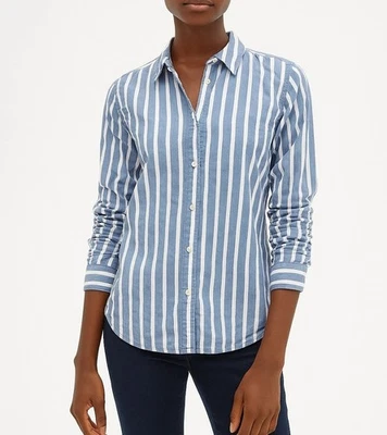 L.O.G.G. H&M маленький женщин с воротником синий в полоску рубашка на пуговицах 100% хлопок - Изображение 1 из 4