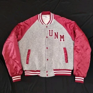 Chalk Line Jacket University New Mexico Lobos Red Gray Fleece Satin Men's XL VTG - Picture 1 of 14