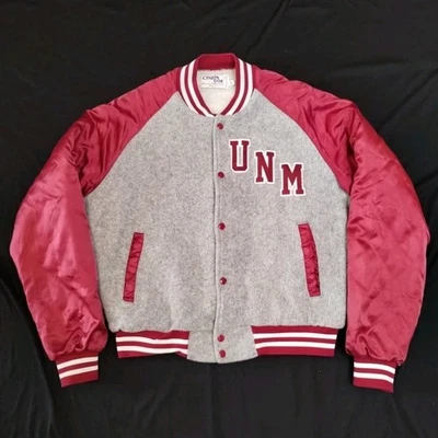 Chalk Line Jacket University New Mexico Lobos Red Gray Fleece Satin Men's XL VTG - Image 1 of 4