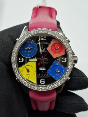 Bisel de acero y diamante Jacob & Co. Five Time Zone JC-11 usado. B02616 Foto 1 de 4