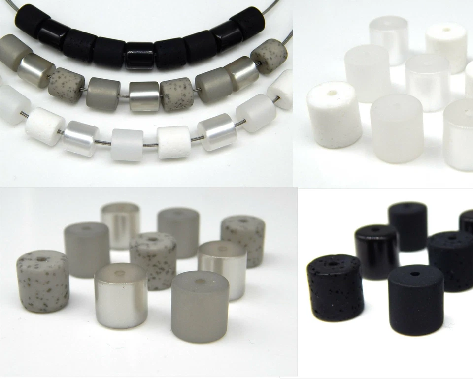 15 PolarisPerlen 10mm Walzen Röhre MaterialMix matt glänzend Gala div Farben - Bild 1 von 1