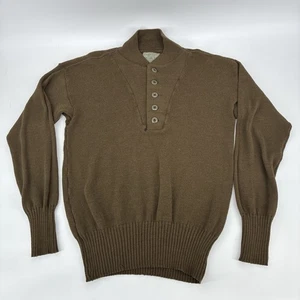 Vintage Military Pullover Herren XL braun Wollpullover 5 Knopf Army 80er USA - Bild 1 von 11