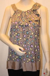 NUEVO BCBG GRAVA SEDA SARGA ESTAMPADO NOCHE/T207 TOP TALLA XS - Imagen 1 de 6