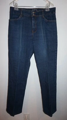Halston Denim Blue Jeans Womens 8 Boot Cut Double Button No Back Pockets 32x31 - Image 1 of 3