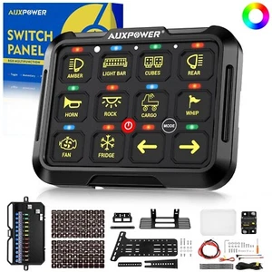 AUXPOWER RGB 12 Gang Switch Panel Multifunction Circuit Control Box Relay System - Picture 1 of 12