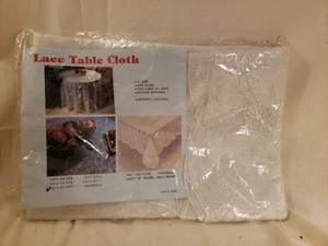 New Old Vintage LACE TableCloth Vinyl 60"x90" WHITE NIP - Picture 1 of 5