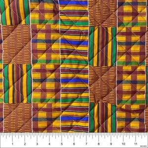 African Kente Quilted Fabric for Quilt, Craft, Sew | 58"x40" - Picture 1 of 3