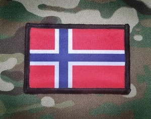 NORWEGEN Flagge roter Haken Militär Aufnäher Armee hellbraun OD grün Wikinger norwegisch - Bild 1 von 2
