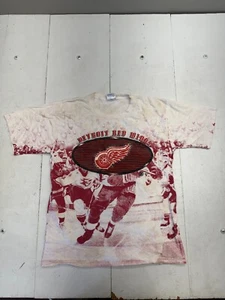 All Sport Vintage weiß Detroit Red Wings Print Kurzarm T-Shirt Herren Größe L - Bild 1 von 5