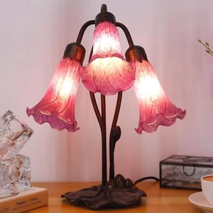 Lily Lamp Tiffany Style Table Lamp 16 Inch Tall Tulip Flower Accent Desk lamp - Picture 1 of 7