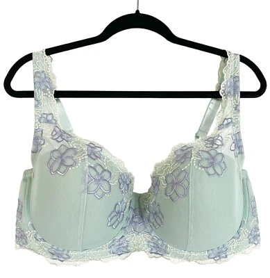 Ambrielle Plus Size 42DD Natural Shaping Underwire Balconette Bra Floral Lace - Image 1 of 4