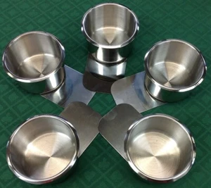 DRINK HOLDER - 5 LARGE POKER STAINLESS STEEL SLIDE UNDER CAN BOTTLE - FREE S/H * - Picture 1 of 4