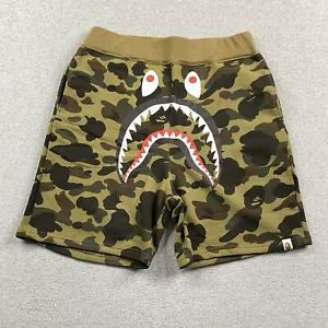 BAPE A Bathing Ape Shorts Mens 2XL ABC Green Camo Shark Fleece Streetwear JAPAN - Picture 1 of 19
