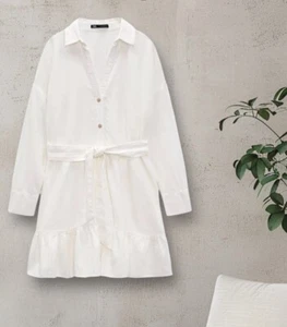 NWTZARA LINEN BLEND SHIRTDRESS WITH LONG SLEEVES - Picture 1 of 5