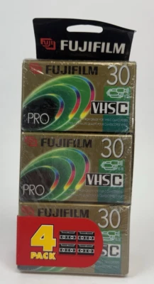 Paquete de 4 cintas compactas para videocámara Fuji Film Pro TC-30 VHS-C Foto 1 de 3