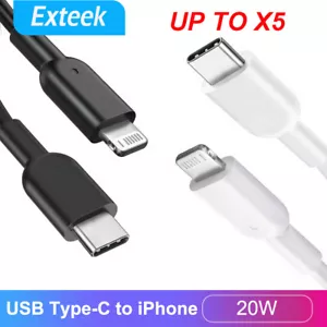 20W USB Type-C to iPhone Charger PD Cord Cable For iPhone 14 13 12 11 iPad 8 Pin - Picture 1 of 11