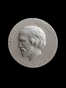 Targa commemorativa vintage in gesso Giuseppe Garibaldi guerra d'Italia 1859 - Foto 1 di 2