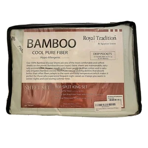 Juego de sábanas Egyptian Linens Royal Tradition Split King Sea 100 % bambú viscosa nuevo en caja - Imagen 1 de 1