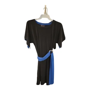 Dana Buchman Dress Women's XS Black Knee High Blue Belt Short Sleeve Stretch - Bild 1 von 12
