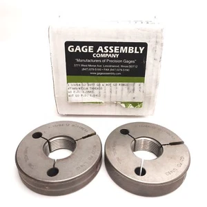Anelli Gage Assembly Co 1-13/64-12 Butt Go & No Go, GOPD 1.1483, NOGOPD 1.1412 - Foto 1 di 4